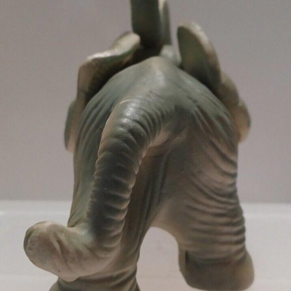 Vintage Pair Of Ceramic Figurine Elephants 10" Textured Trunk Up For Good Luck - Picture 6 of 15